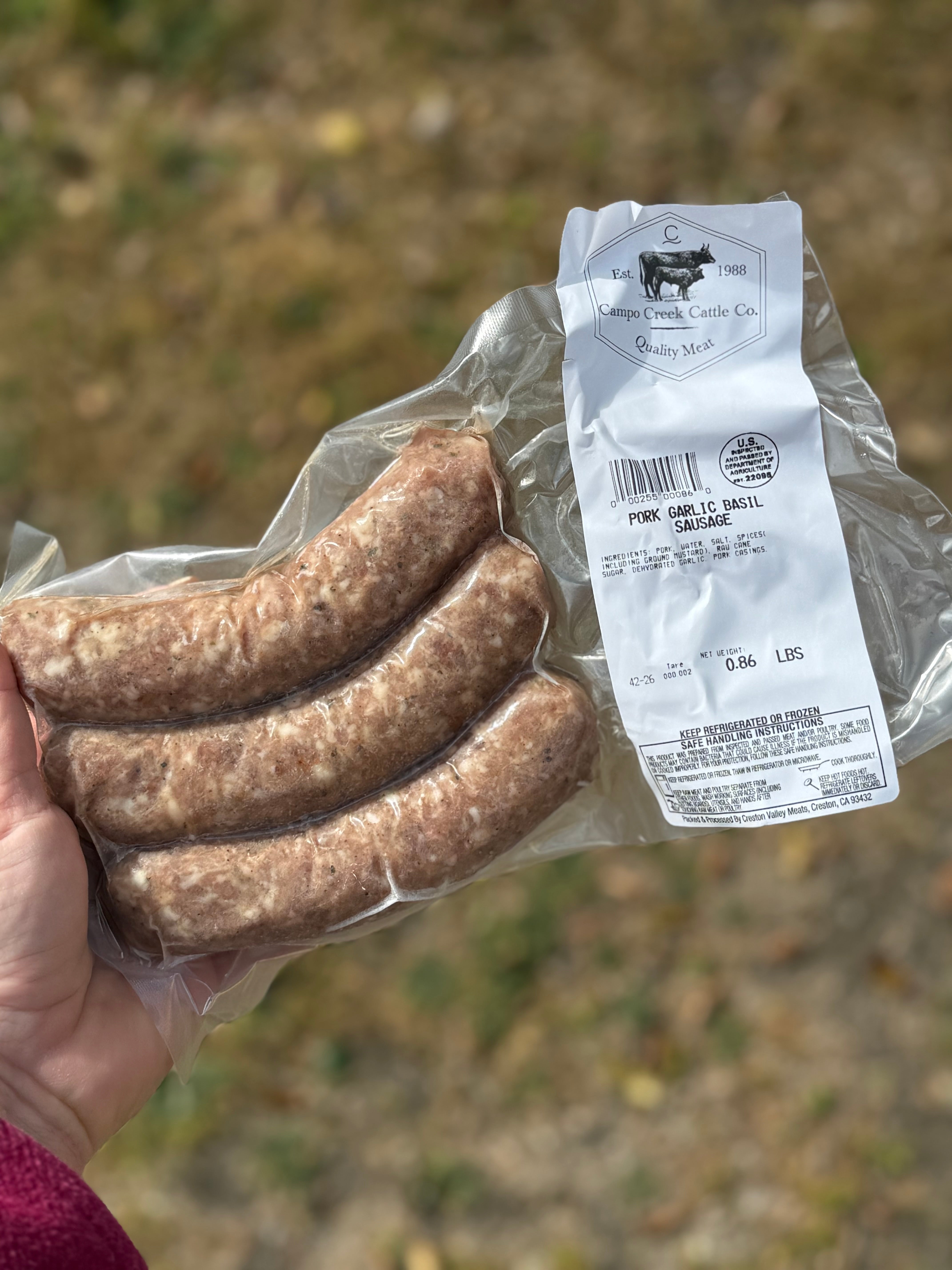 USDA Pork Garlic Basil Links